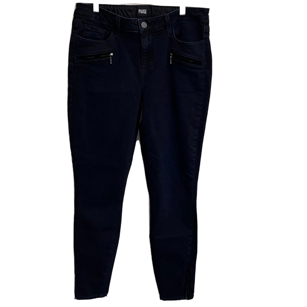 Paige Jeans 31” Jane Zip Dark Blue Anderson Wash Ankle Zip Skinny Jeans - Picture 2 of 11